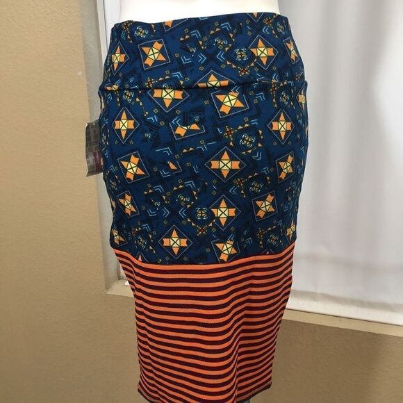Lularoe Cassie medium orange striped skirt - Picture 1 of 5